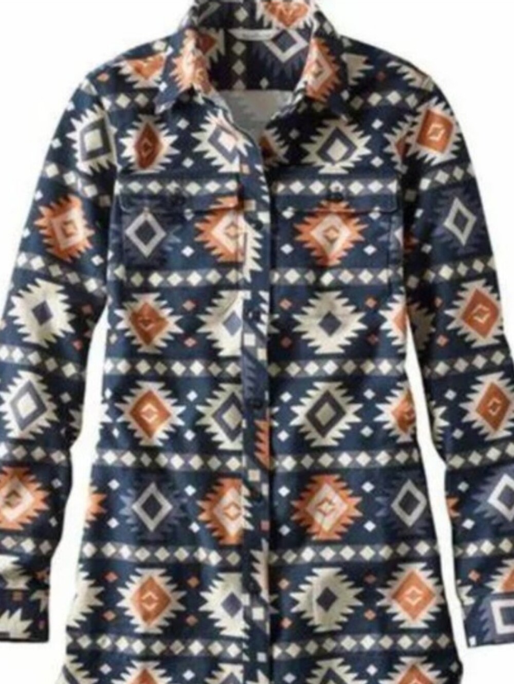 L.L. Bean Signature aztec button front dress